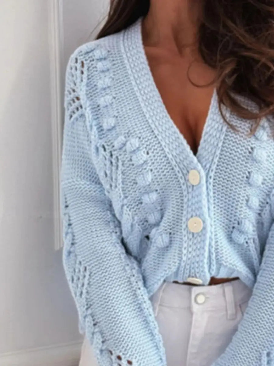 Button Up V - Neck Cardigan - Love Salve